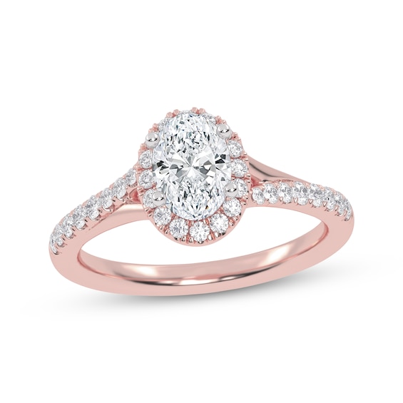 Now + Forever Lab-Grown Diamonds Certified Oval-Cut Halo Engagement Ring 3/4 ct tw 14K Rose Gold