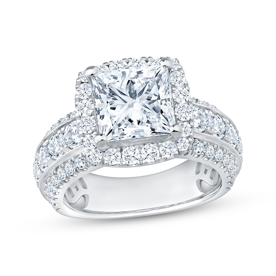 Now + Forever Lab-Grown Diamonds Certified Princess-Cut Halo Engagement Ring 5 ct tw 14K White Gold