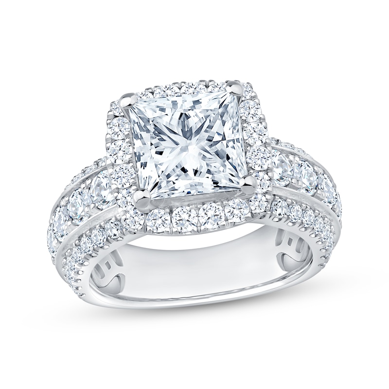 Main Image 1 of Now + Forever Lab-Grown Diamonds Certified Princess-Cut Halo Engagement Ring 5 ct tw 14K White Gold