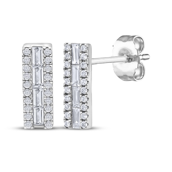 KAY Lab-Grown Diamonds Baguette & Round-Cut Rectangle Stud Earrings 3/8 ct tw Sterling Silver