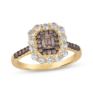 Le Vian Emerald-Cut Diamond Double Halo Ring 1 ct tw 14K Honey Gold