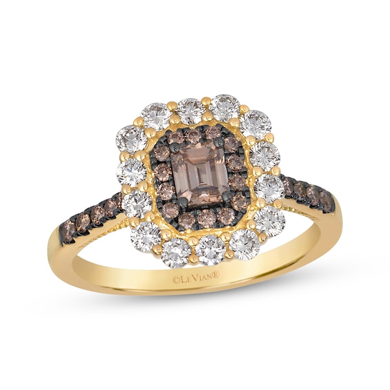 Le Vian Emerald-Cut Diamond Double Halo Ring 1 ct tw 14K Honey Gold
