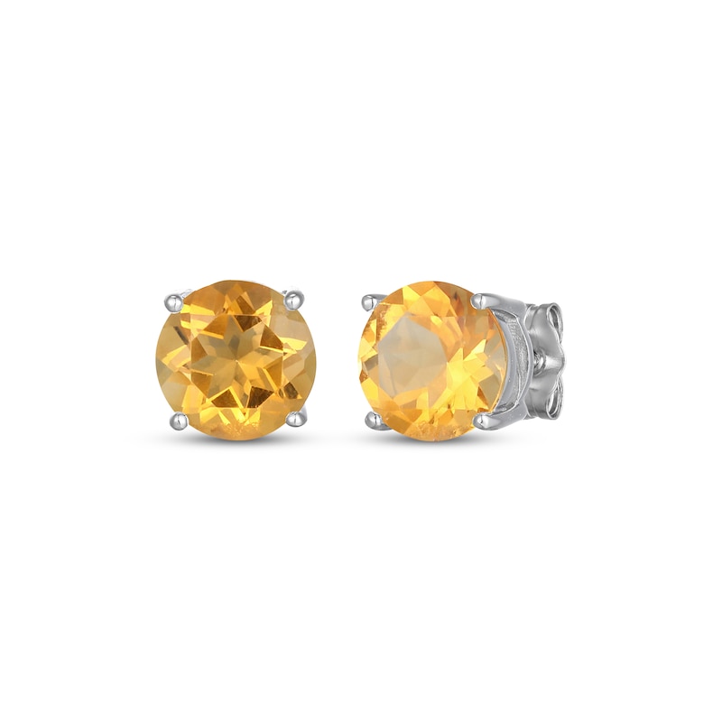 Main Image 1 of Natural Citrine Solitaire Stud Earrings Sterling Silver