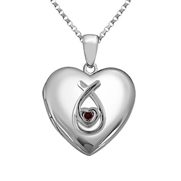 Birthstone Silver Locket Necklace (1 Stone and 3 Lines)