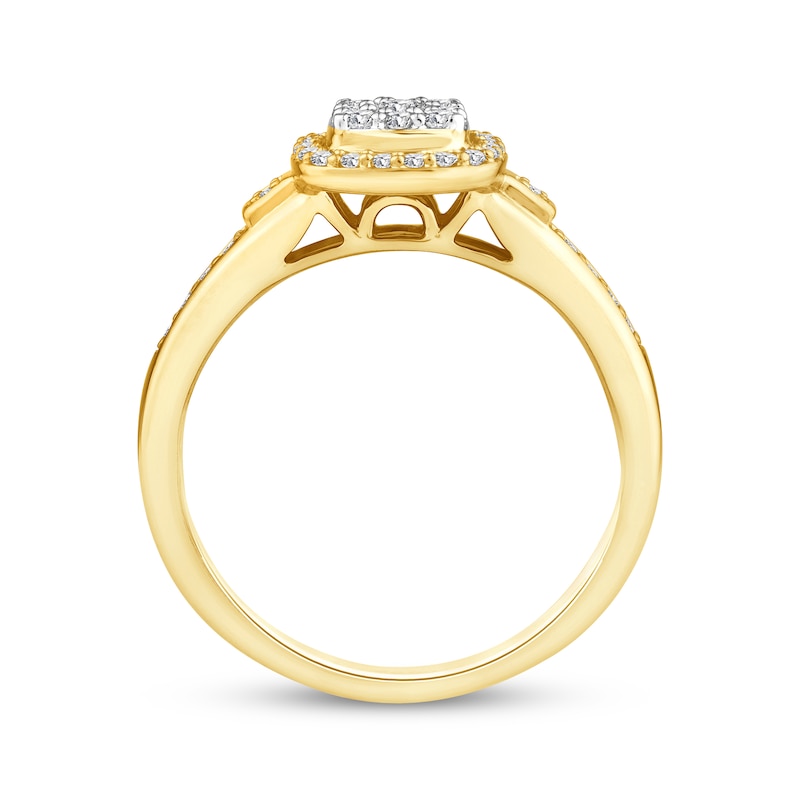 Main Image 3 of Now + Forever Multi-Diamond Cushion Halo Engagement Ring 1/3 ct tw 10K Yellow Gold
