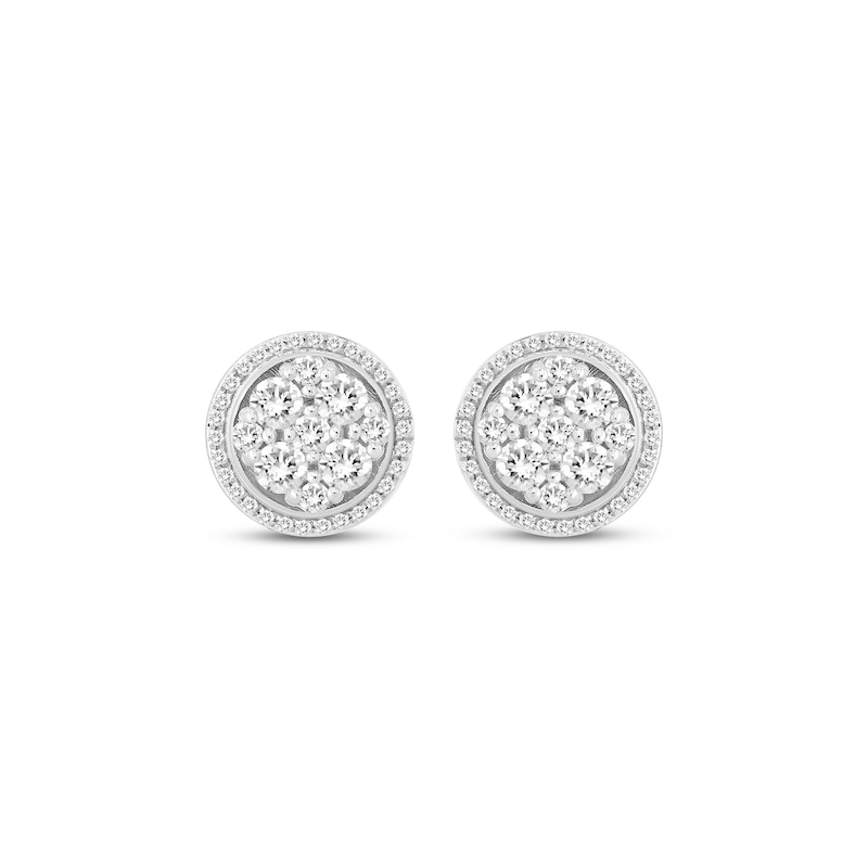 Men's Multi-Diamond Chain Link Accent Circle Stud Earrings 1 ct tw 10K Yellow Gold