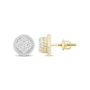 Thumbnail Image 2 of Men's Multi-Diamond Chain Link Accent Circle Stud Earrings 1 ct tw 10K Yellow Gold