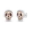 Thumbnail Image 1 of Disney Treasures Coco Garnet & Diamond Sugar Skull Earrings 1/10 ct tw Sterling Silver & 10K Rose Gold