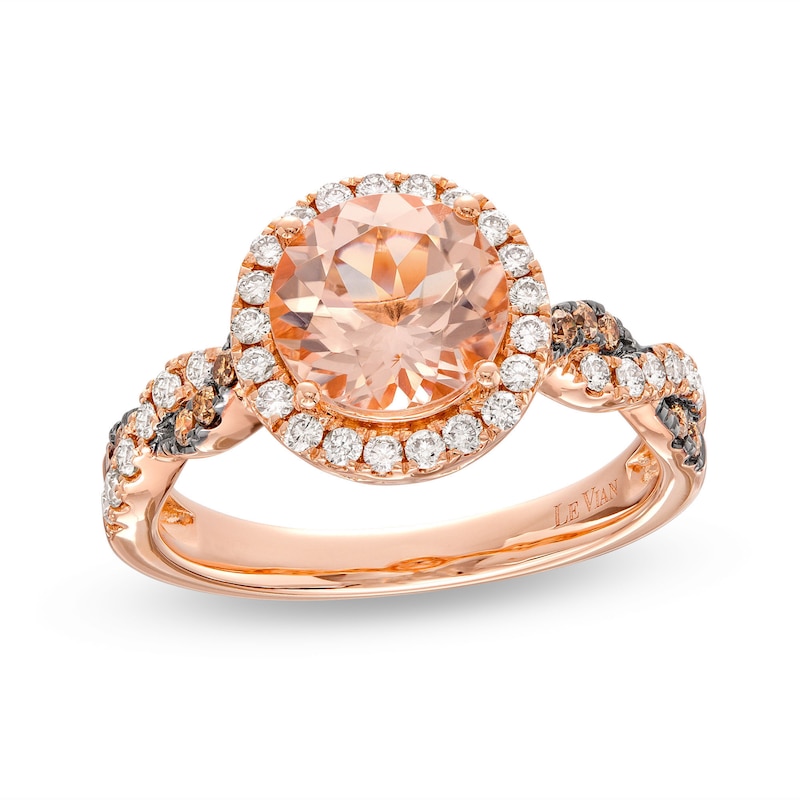 Main Image 1 of Le Vian Chocolate Twist Morganite Ring 3/8 ct tw Diamonds 14K Strawberry Gold