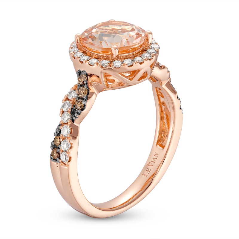 Main Image 2 of Le Vian Chocolate Twist Morganite Ring 3/8 ct tw Diamonds 14K Strawberry Gold