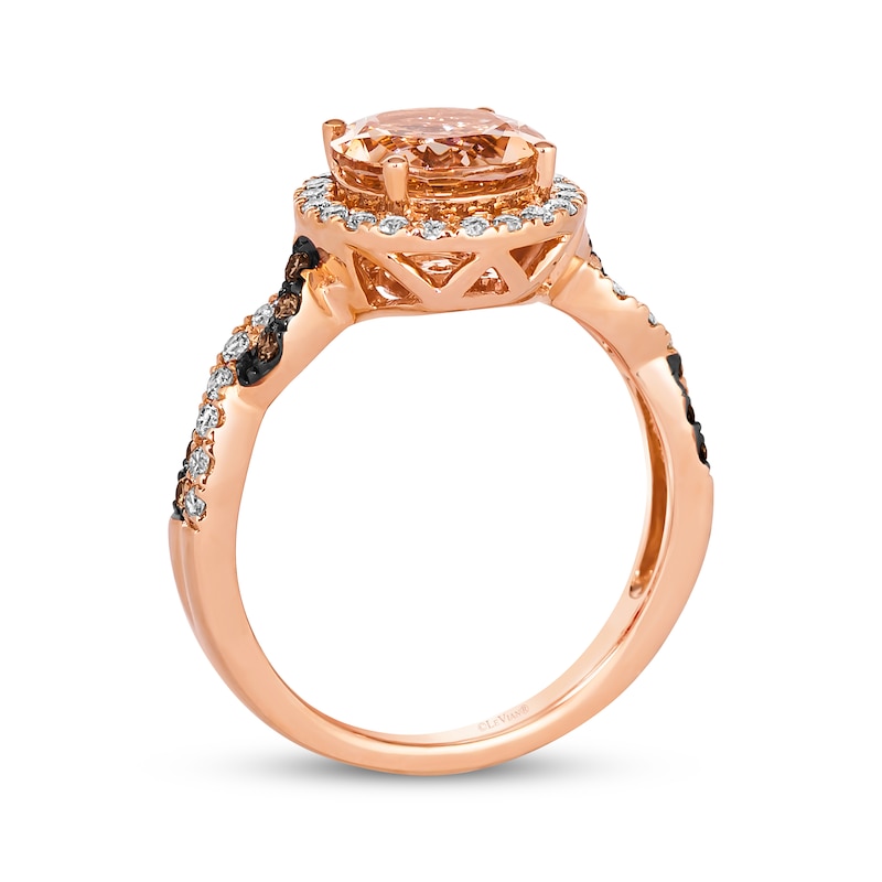 Main Image 3 of Le Vian Chocolate Twist Morganite Ring 3/8 ct tw Diamonds 14K Strawberry Gold