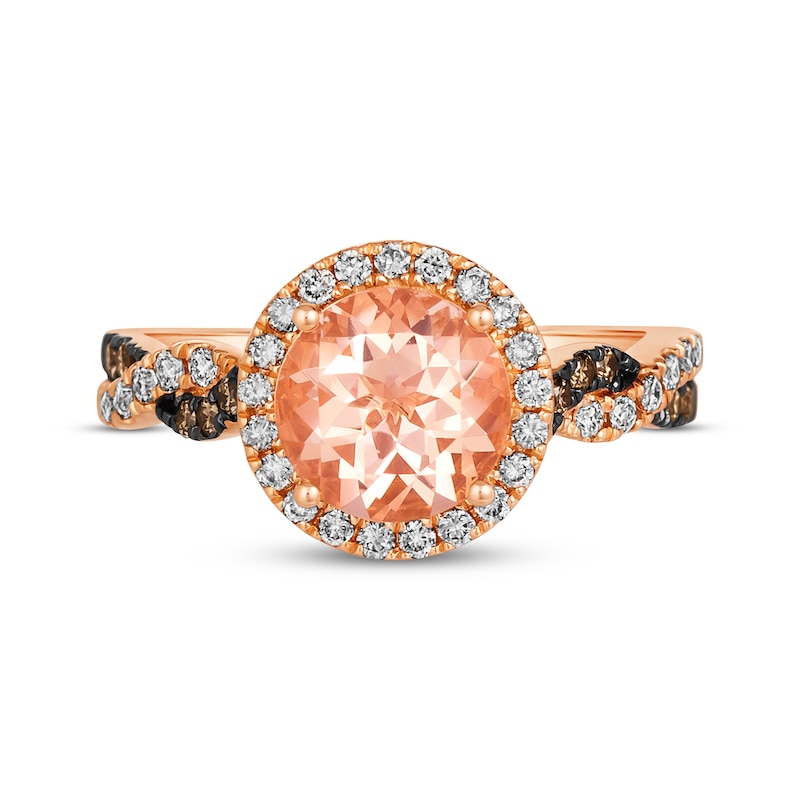 Main Image 4 of Le Vian Chocolate Twist Morganite Ring 3/8 ct tw Diamonds 14K Strawberry Gold