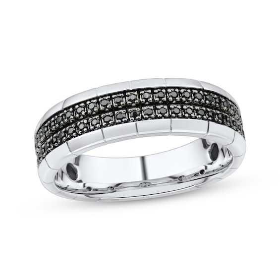 Men’s Black Diamond Wedding Band 1/4 ct tw 10K White Gold