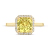 Monique Lhuillier Bliss Square Emerald-Cut Yellow Quartz & Diamond Frame Engagement Ring 1/4 ct tw 14K Yellow Gold