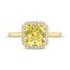 Thumbnail Image 3 of Monique Lhuillier Bliss Square Emerald-Cut Yellow Quartz & Diamond Frame Engagement Ring 1/4 ct tw 14K Yellow Gold