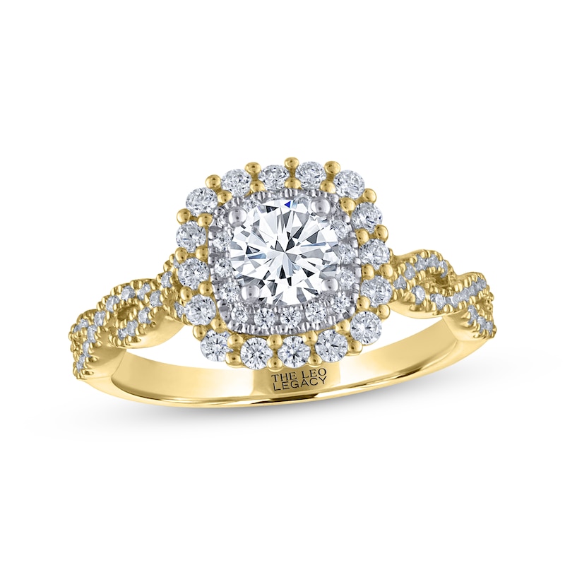 Main Image 1 of THE LEO Legacy Lab-Grown Diamond Halo Engagement Ring 1 ct tw 14K Two-Tone Gold