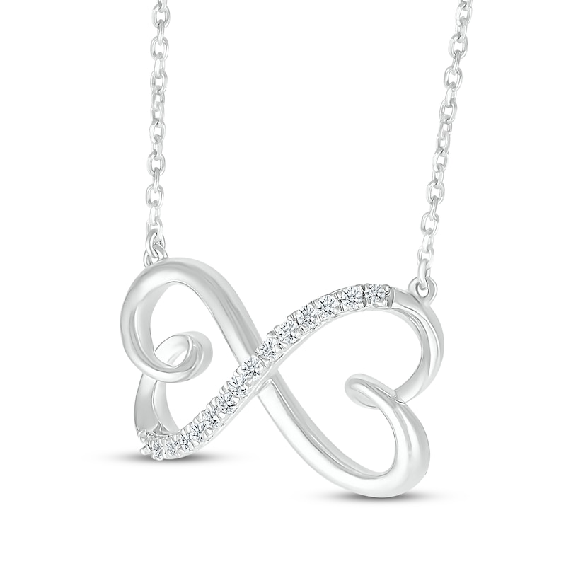 Main Image 2 of Diamond Infinity Hearts Butterfly Necklace 1/10 ct tw Sterling Silver 18"