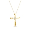 Thumbnail Image 1 of Diamond Accent Ribbon Cross Necklace 14K Yellow Gold 18&quot;