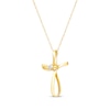 Thumbnail Image 2 of Diamond Accent Ribbon Cross Necklace 14K Yellow Gold 18&quot;