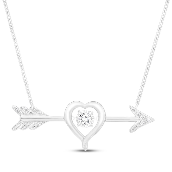 Unstoppable Love Diamond Arrow Necklace 1/8 ct tw 10K White Gold 19"