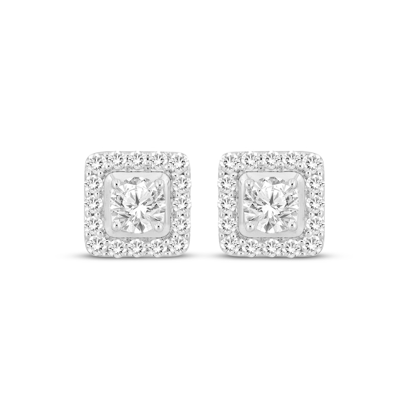 Main Image 2 of Men's KAY Lab-Grown Diamonds Round-Cut Stud Earrings 1-3/4 ct tw 10K White Gold