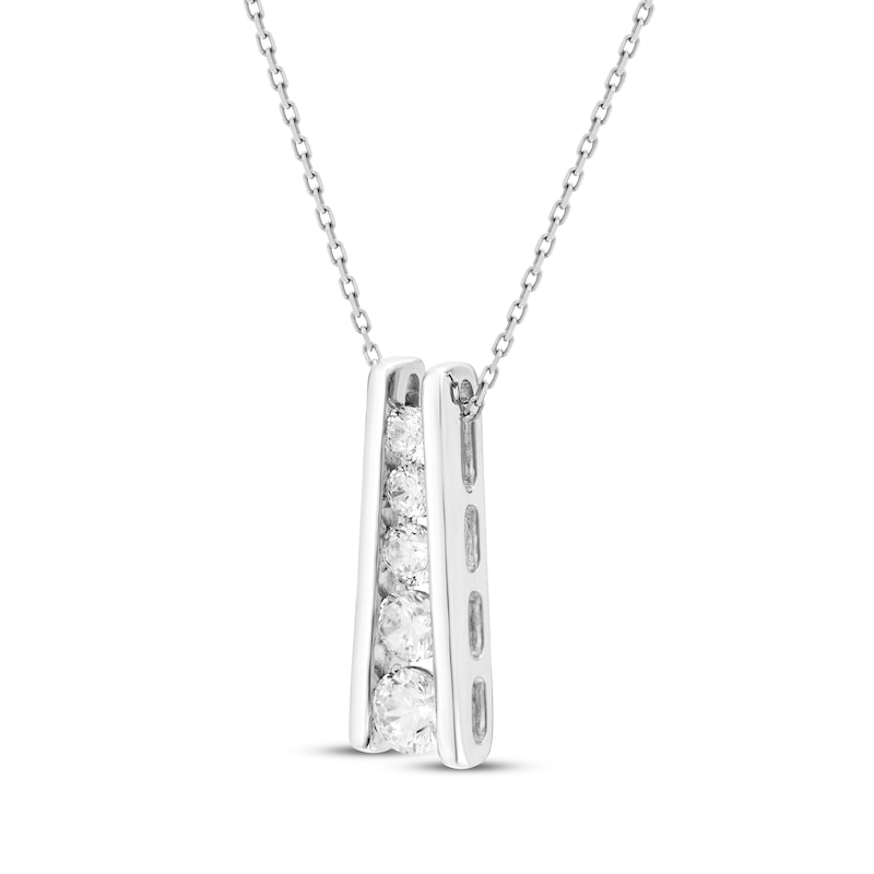 Main Image 2 of Diamond Ladder Necklace 1/2 ct tw 10K White Gold 18"
