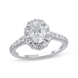 Now + Forever Lab-Grown Diamonds Oval-Cut Engagement Ring 1-3/4 ct tw 14K White Gold