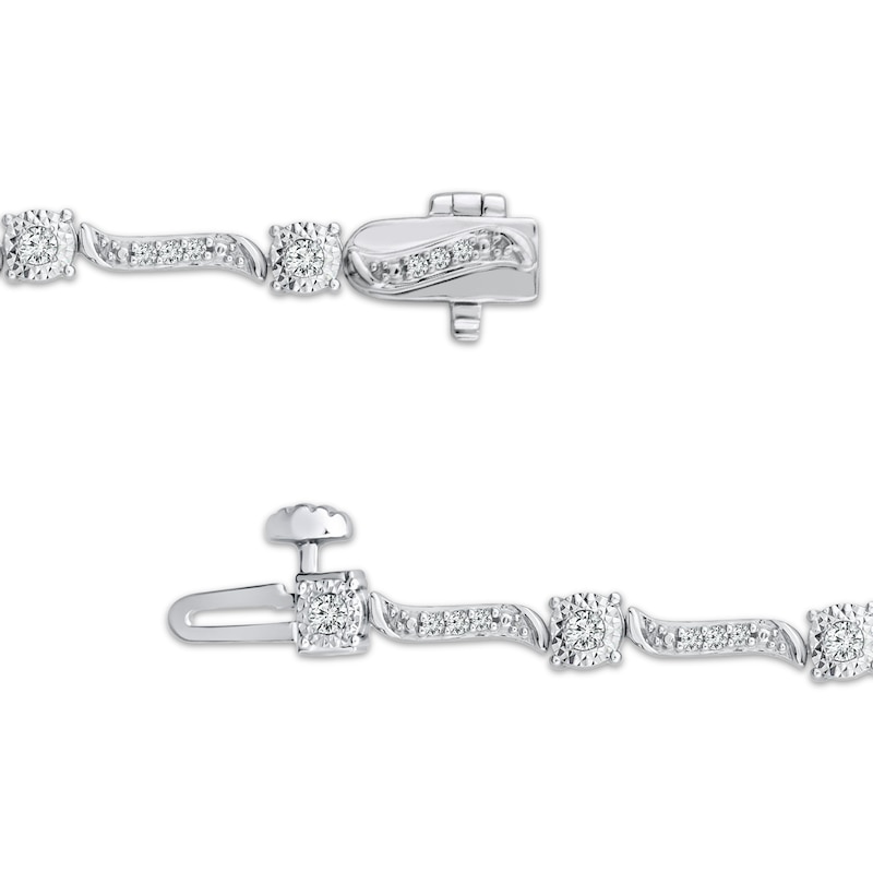 Main Image 3 of Diamond Wavy Link Bracelet 1/2 ct tw Sterling Silver 7&quot;