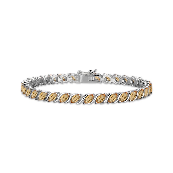 Marquise-Cut Citrine S-Link Bracelet Sterling Silver 7.25