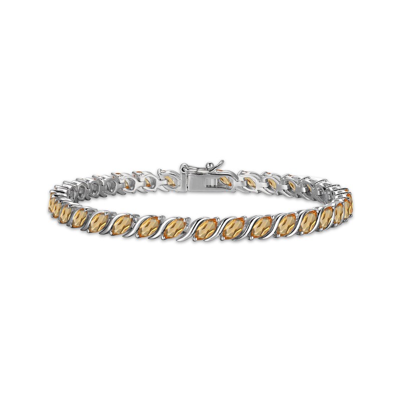 Main Image 1 of Marquise-Cut Citrine S-Link Bracelet Sterling Silver 7.25