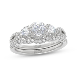 THE LEO Prisma Diamond Round-Cut Three-Stone Bridal Set 7/8 ct tw 14K White Gold