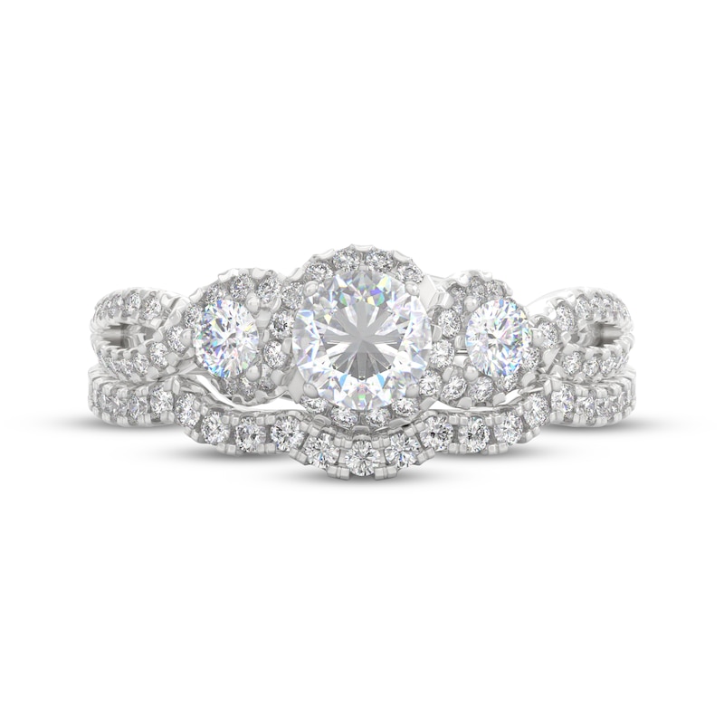 Main Image 3 of THE LEO Prisma Diamond Round-Cut Three-Stone Bridal Set 7/8 ct tw 14K White Gold