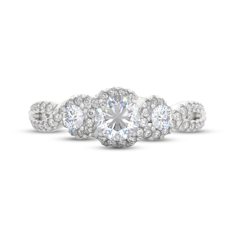 Main Image 6 of THE LEO Prisma Diamond Round-Cut Three-Stone Engagement Ring 3/4 ct tw 14K White Gold