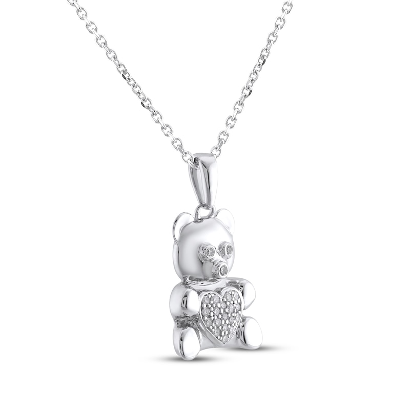 Main Image 2 of Teddy Bear Jewelry Collection Honoring St. Jude Diamond Heart Necklace 1/15 ct tw Sterling Silver 18&quot;