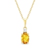 Thumbnail Image 1 of Oval-Cut Citrine & Diamond Necklace 1/20 ct tw 10K Yellow Gold