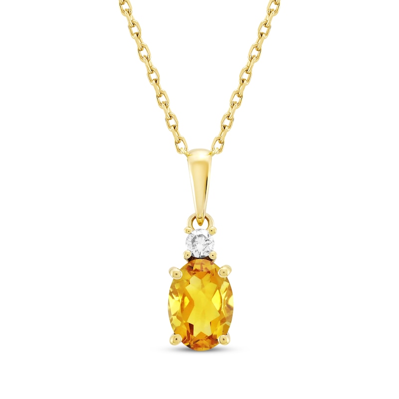 Main Image 1 of Oval-Cut Citrine & Diamond Necklace 1/20 ct tw 10K Yellow Gold