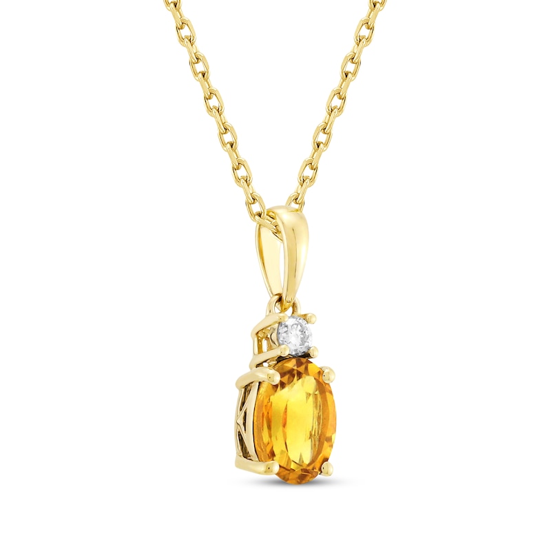 Oval-Cut Citrine & Diamond Necklace 1/20 ct tw 10K Yellow Gold