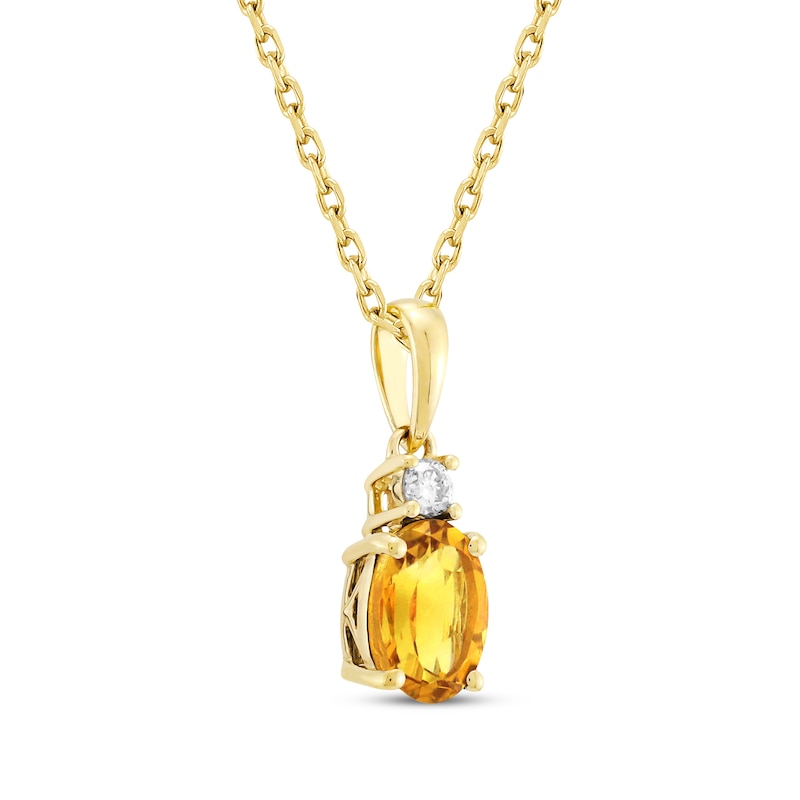 Main Image 2 of Oval-Cut Citrine & Diamond Necklace 1/20 ct tw 10K Yellow Gold