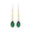 Thumbnail Image 2 of Oval-Cut Lab-Created Emerald & Diamond Dangle Earrings 10K Yellow Gold