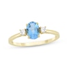 Thumbnail Image 1 of Oval-Cut Swiss Blue Topaz & Diamond Ring 1/10 ct tw 10K Yellow Gold