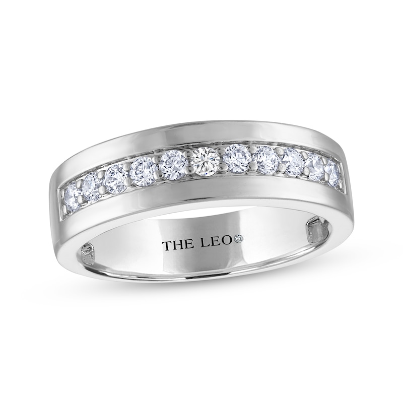 Main Image 1 of Men's THE LEO Diamond Wedding Band 1/2 ct tw 14K White Gold