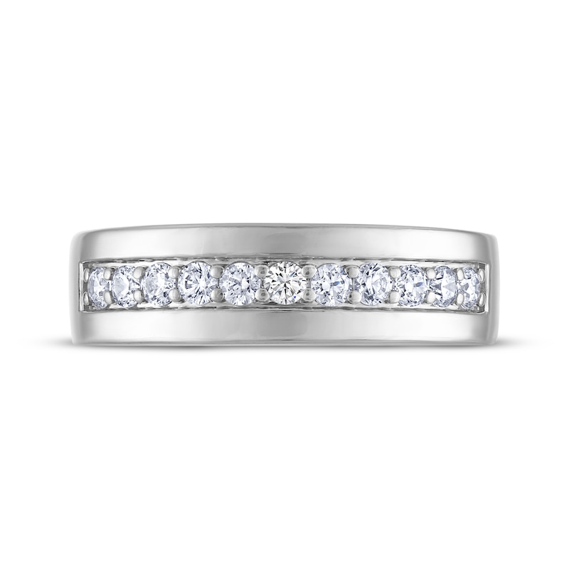 Main Image 3 of Men's THE LEO Diamond Wedding Band 1/2 ct tw 14K White Gold