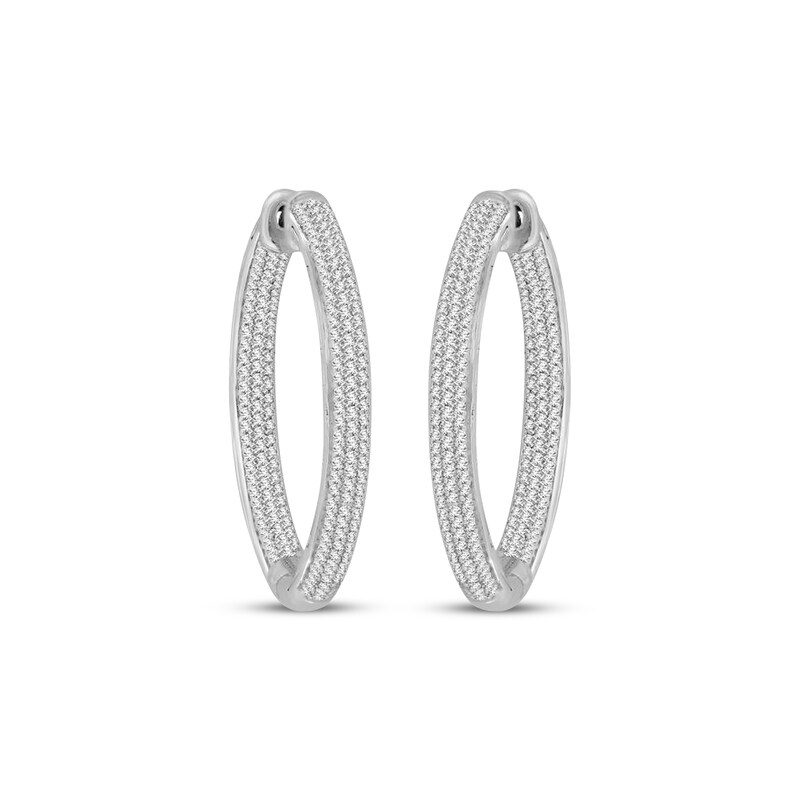 Main Image 2 of Diamond Pavé Inside-Out Hoop Earrings 1 ct tw 10K White Gold