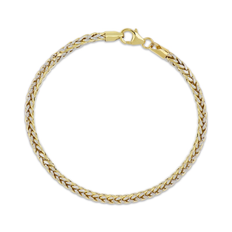 Diamond-Cut Hollow Wheat Chain Bracelet 3.5mm 10K Yellow Gold 8.5