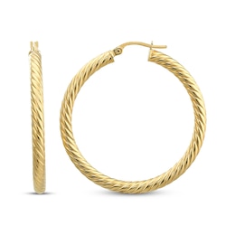 Reaura Rope Twist Hoop Earrings Repurposed 14K Yellow Gold 30mm