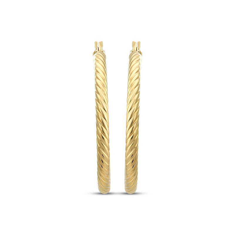 Reaura Rope Twist Hoop Earrings Repurposed 14K Yellow Gold 30mm