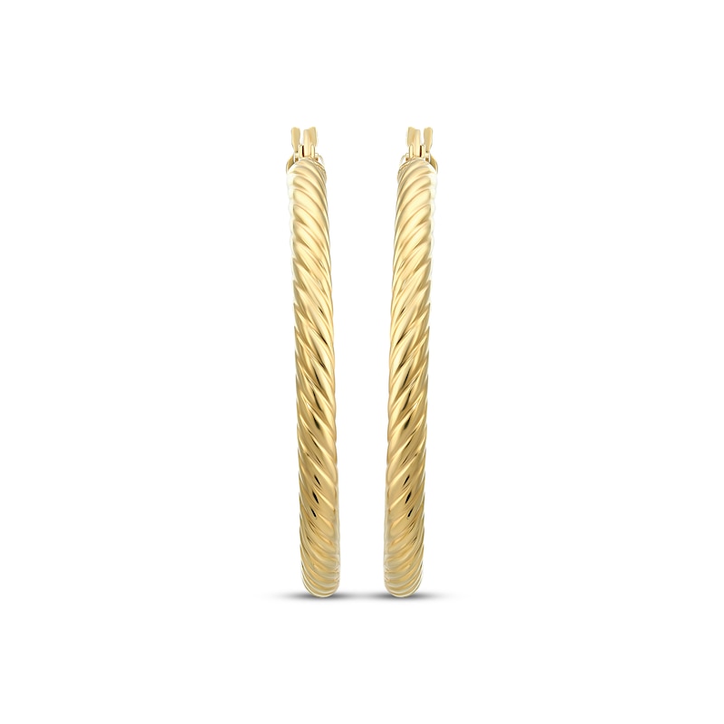 Main Image 2 of Reaura Rope Twist Hoop Earrings Repurposed 14K Yellow Gold 30mm