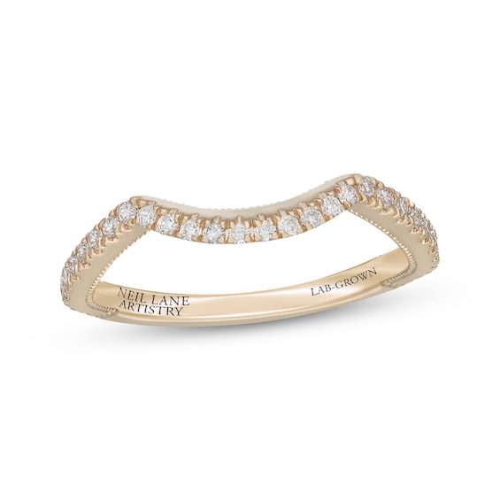 Neil Lane Artistry Lab-Grown Diamond Certified Contour Wedding Band 1/4 ct tw 14K Yellow Gold