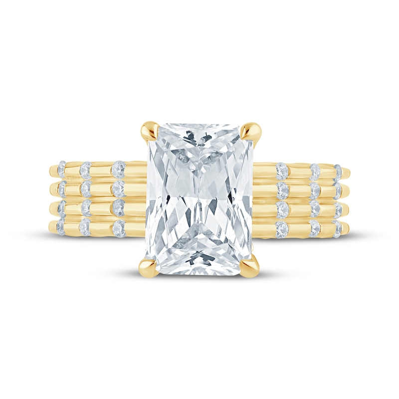 Main Image 3 of Now + Forever Lab-Grown Diamonds Radiant-Cut Hidden Halo Engagement Ring 3-1/4 ct tw 14K Yellow Gold