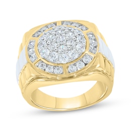Men's Multi-Diamond Circle Ring 2 ct tw 10K Two-Tone Gold